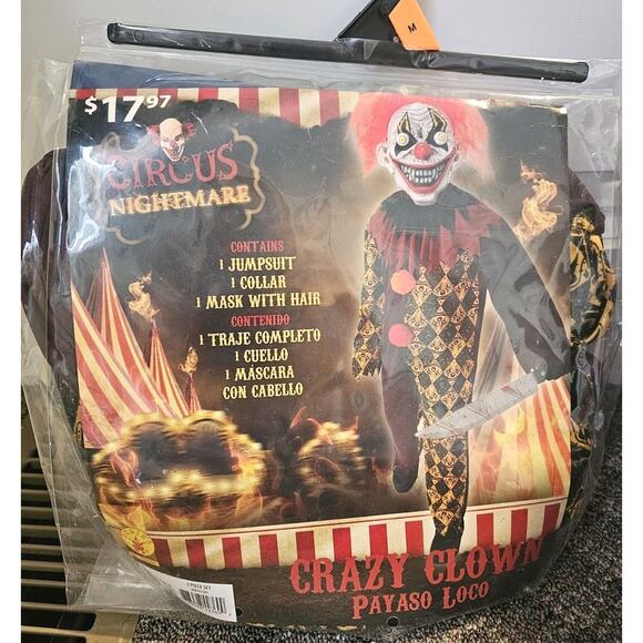 New Circus Nightmare Crazy Clown Payaso Loco Boys Size M 8-10 Halloween Costume - Picture 1 of 4